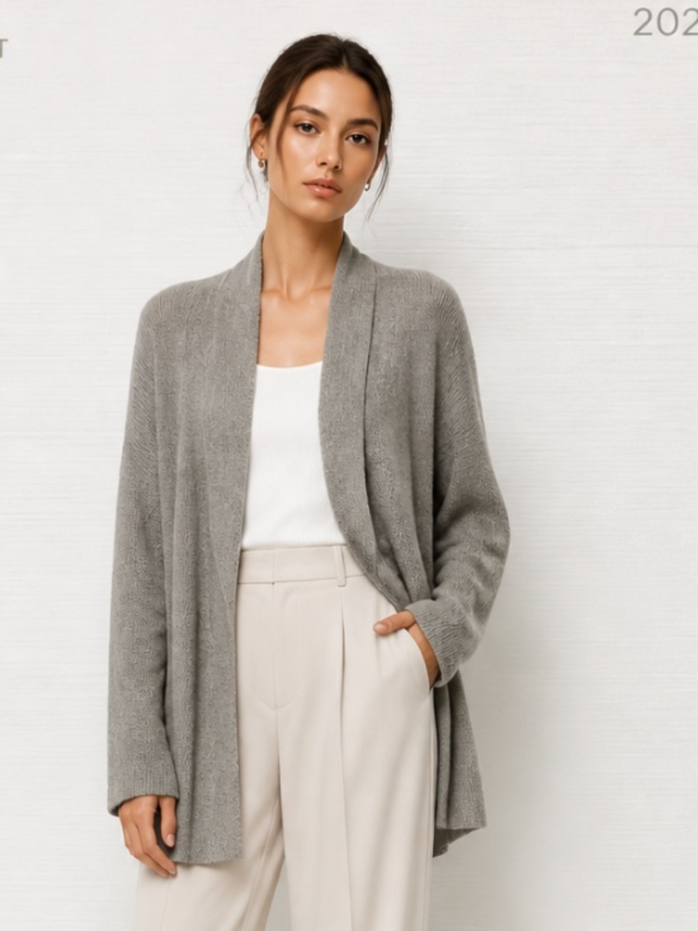 TOMMY BAHAMA Open Cardigan Sweater Gray Tunic Tight Knit Classic Career
